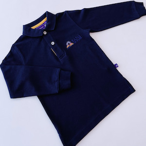 Polo manches longues bleu 3 ans